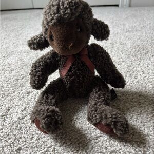 Russ Chocolate Brown Plush Lamb with Burgundy Bow